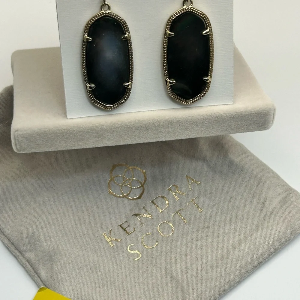Kendra Scott Elle Earrings Black Iridescent 1.5